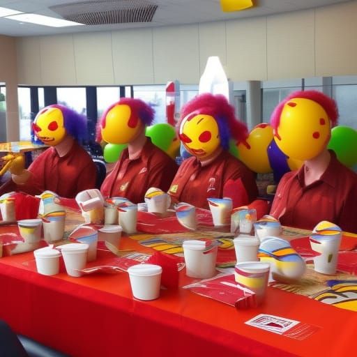 Clown Convention at McDonald's Restaurant
