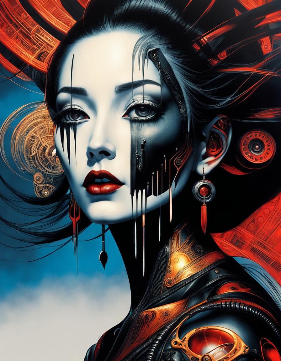 Gothic Cyberpunk Woman in Hyperrealistic Detail