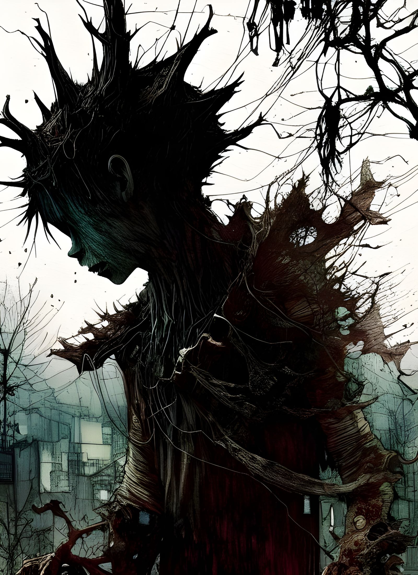 Sinister Monster Emerges: Detailed Digital Illustration