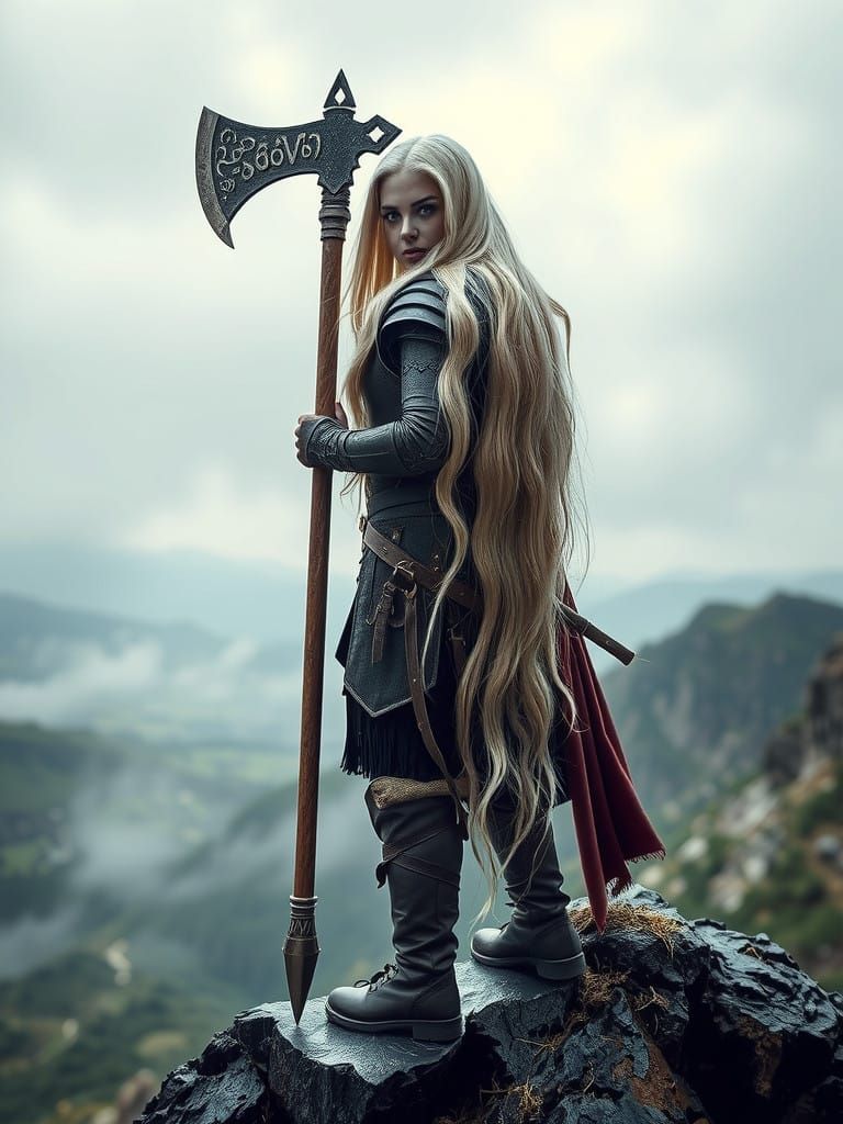 Medieval Warrior Woman in Stunning Hyper-Realistic Skyrim St...