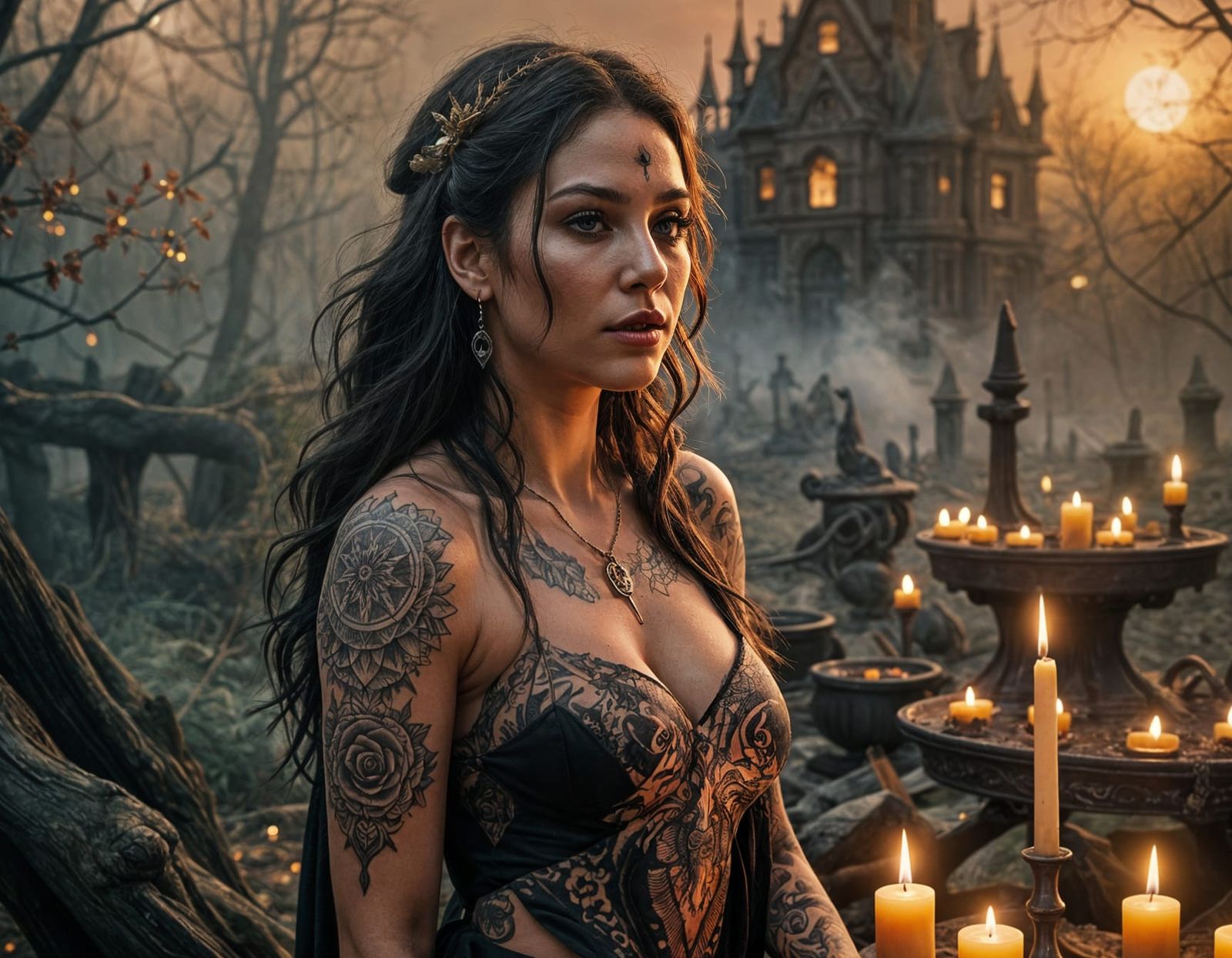 Sensual Tattooed Witch: Mysterious and Dangerous