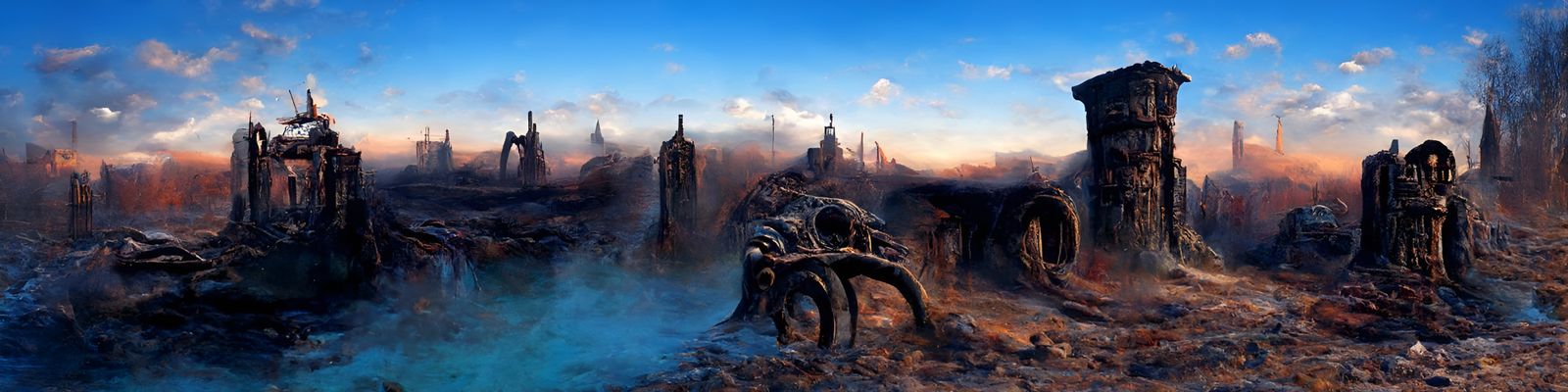 Ancient Ruins Eroding Under Cerulean Sky