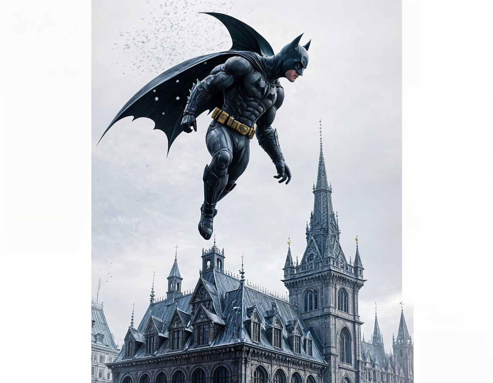 Batman Observes Gotham City from a Gargoyle's Perspective in...