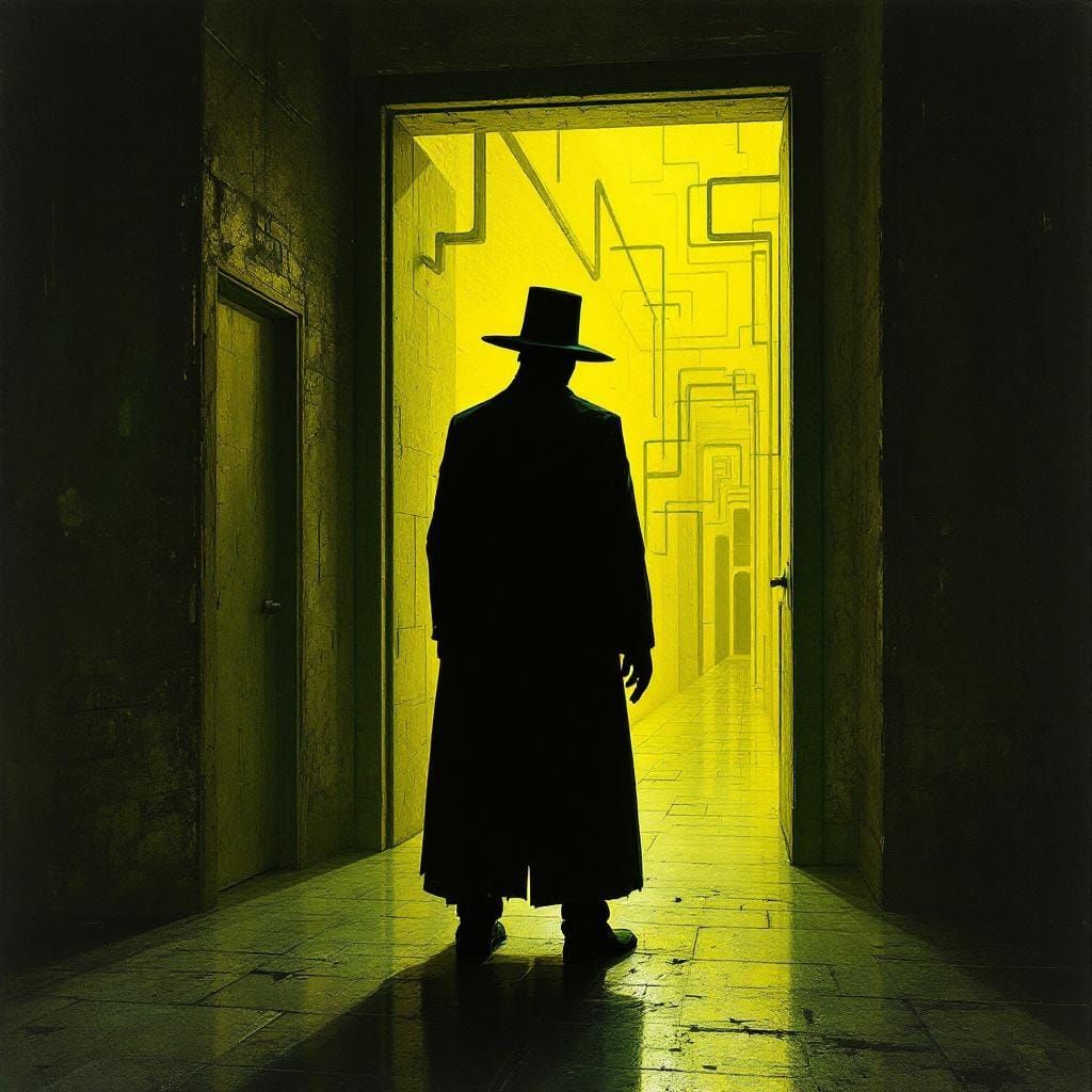 Ominous Hat Man in Backrooms: Dark Surrealism