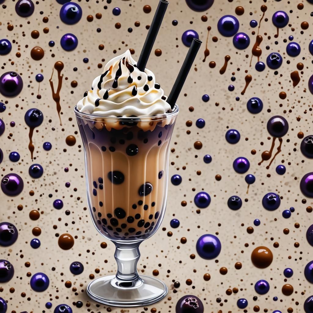 Fantasy Milk Tea with Boba: Digital Art Masterpiece