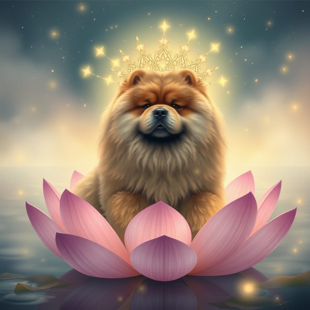 Ethereal Chow Chow in Dreamy Art Nouveau Style