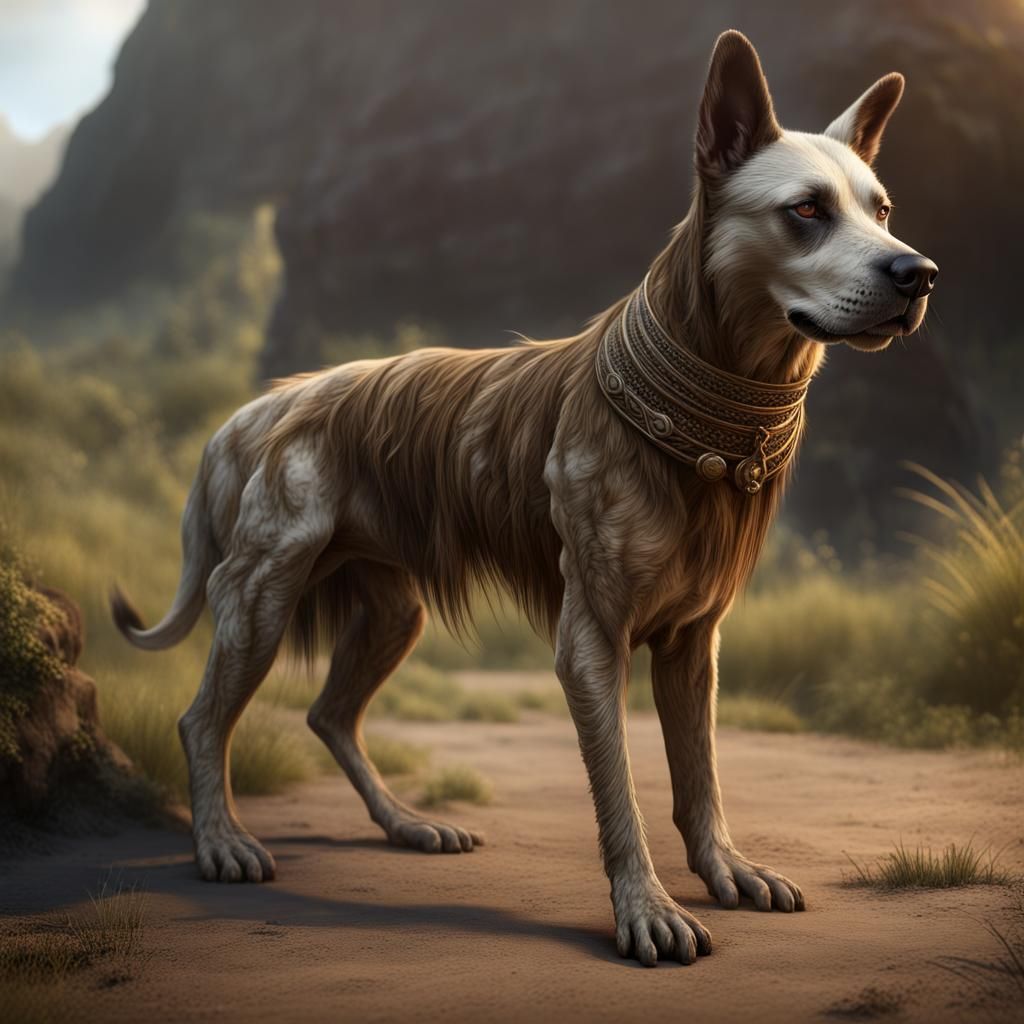 Prehistoric Dog Burial with Humans, Detailed Matte Painting