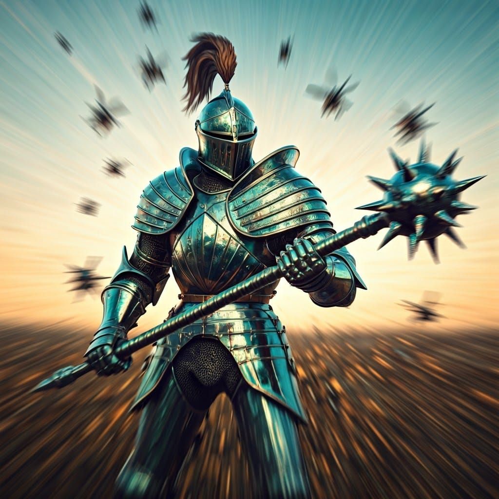 Knight vs. Wasps in Iridescent Armor