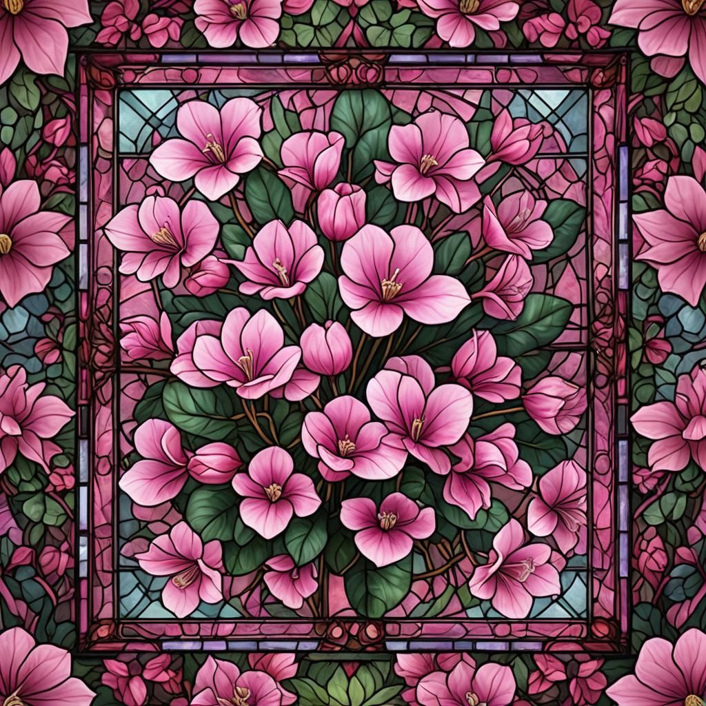Vibrant Flower in Stained Glass Digital Painting