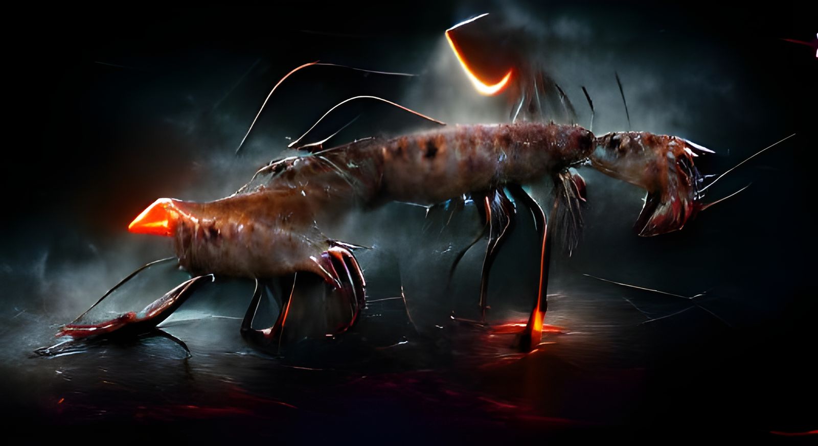 Shrimp in Darkness: 8K Resolution Concept Art