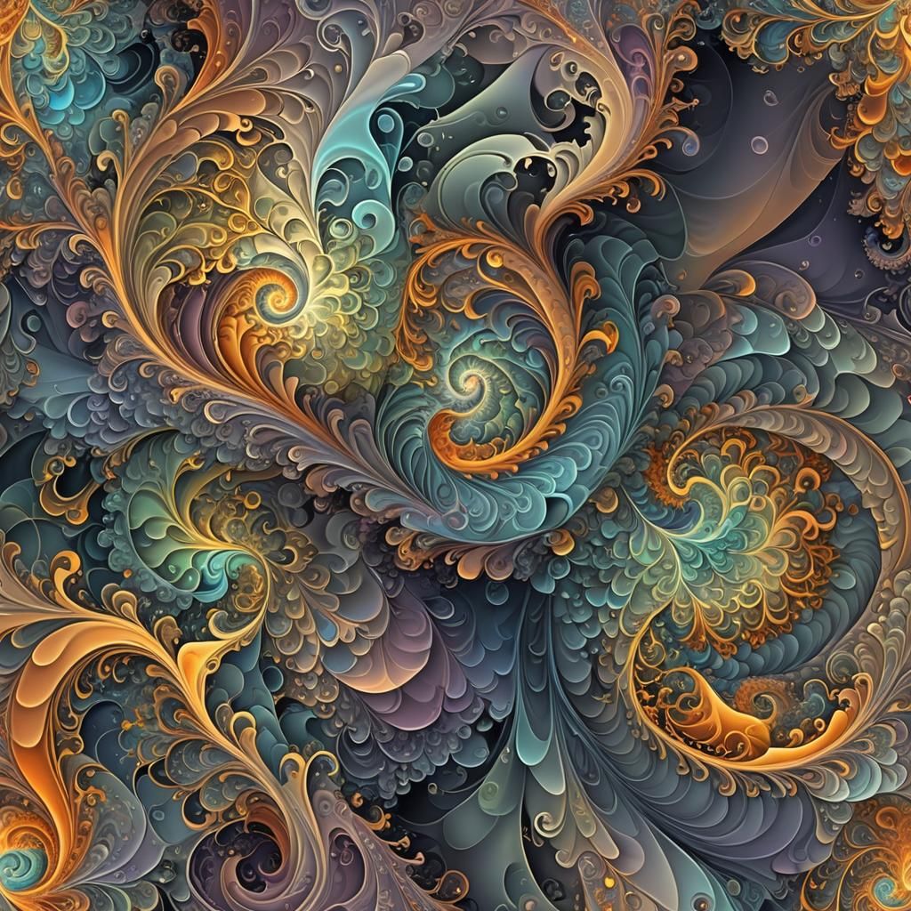 Iridescent Fractal Storm in Vector Graphics