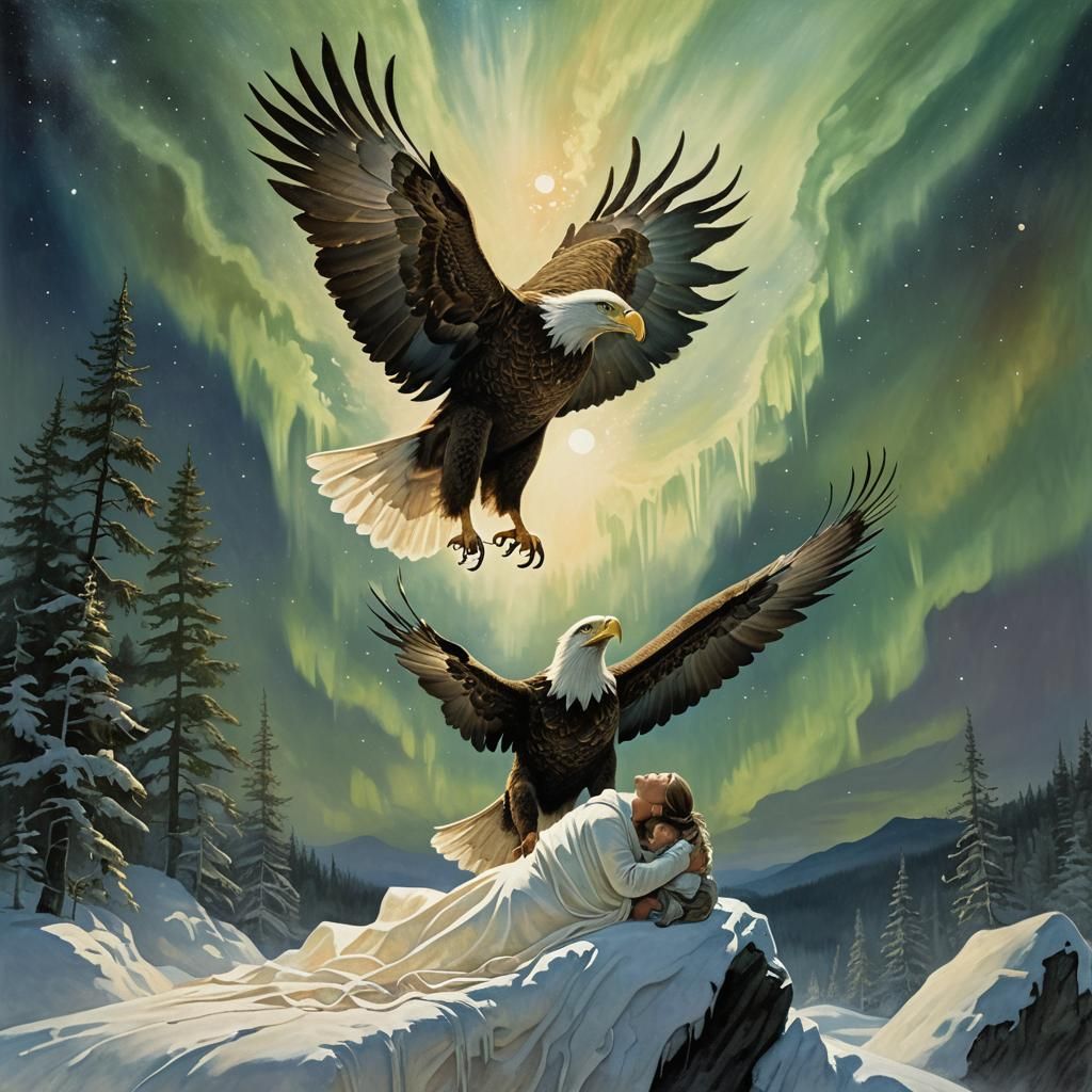 Eagle and Child: Mystical Realism Art