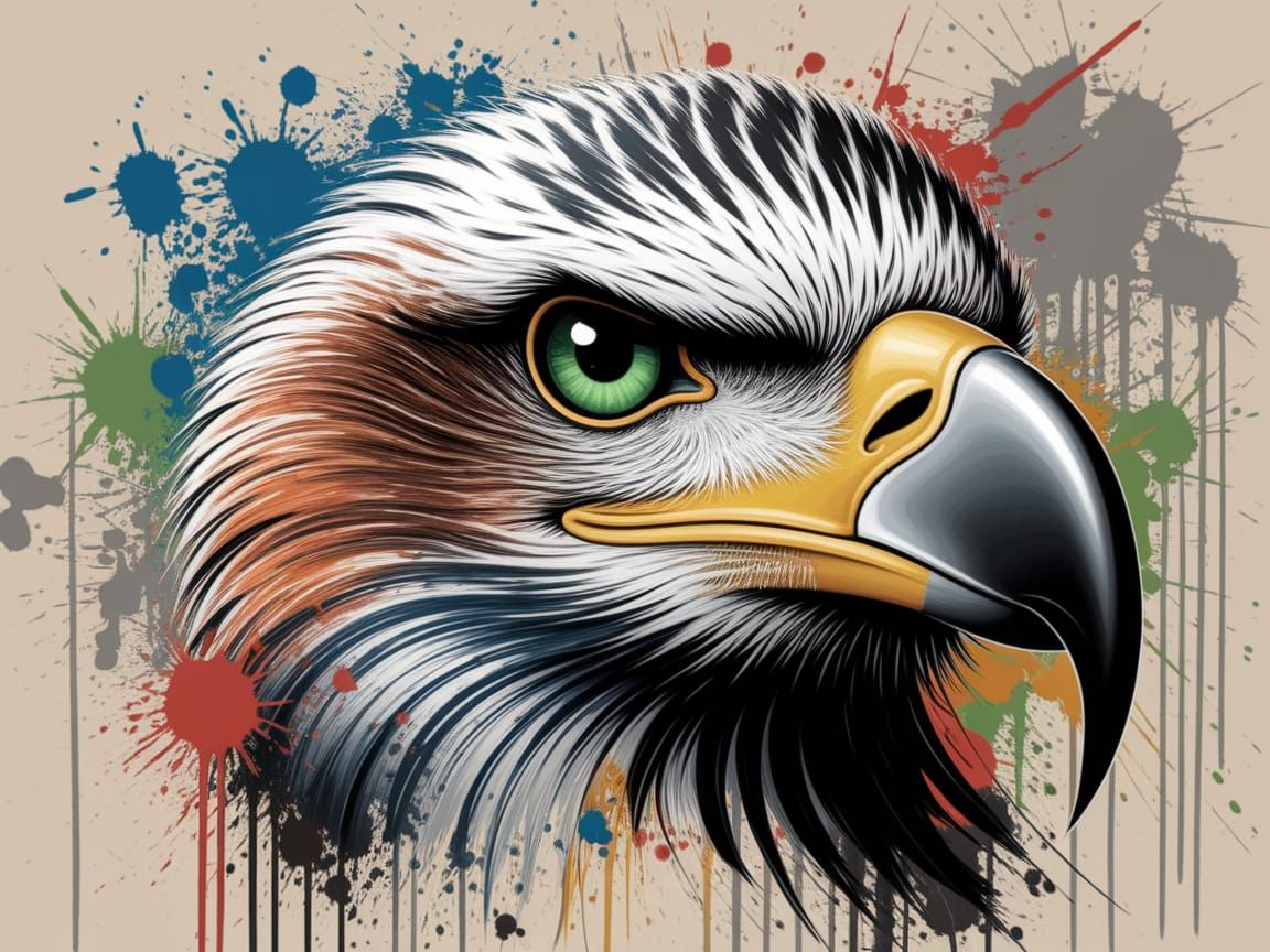 Eagle Portrait in Abstract Expressionist Style