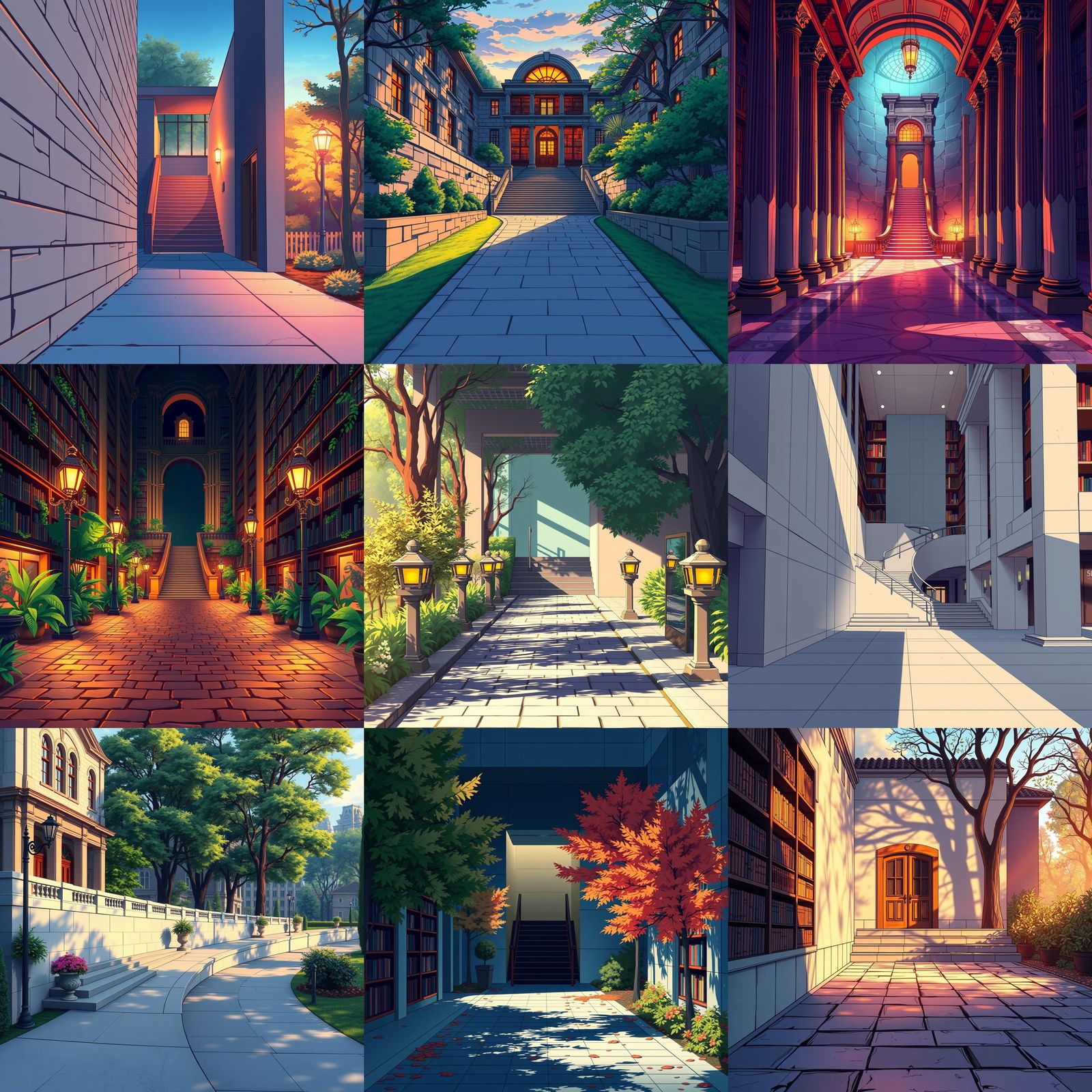 Library Entrance in Anime Style