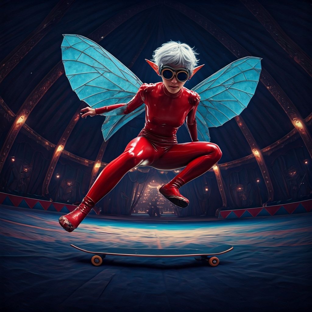 Fairy on Skateboard in Circus Tent, Erwin Olaf Style