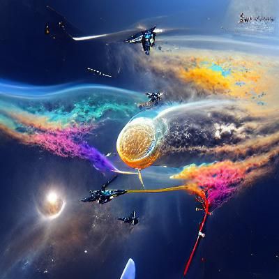 Spaceship Breaching Earth's Exosphere in Digital Art