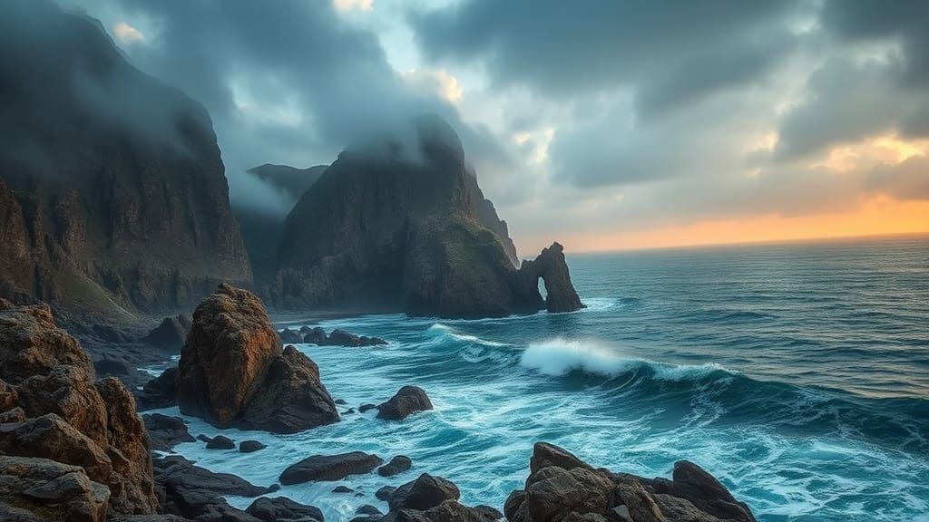 Majestic Coastal Landscape with Dramatic HDR Lighting