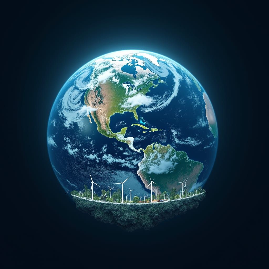 Serenely Glowing Earth in Sustainable Engineering Harmony