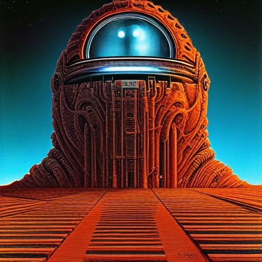 Robby the Robot in Dark Sci-Fi Style