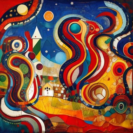 Vibrant Encaustic Landscape in Abstract Expressionist Style