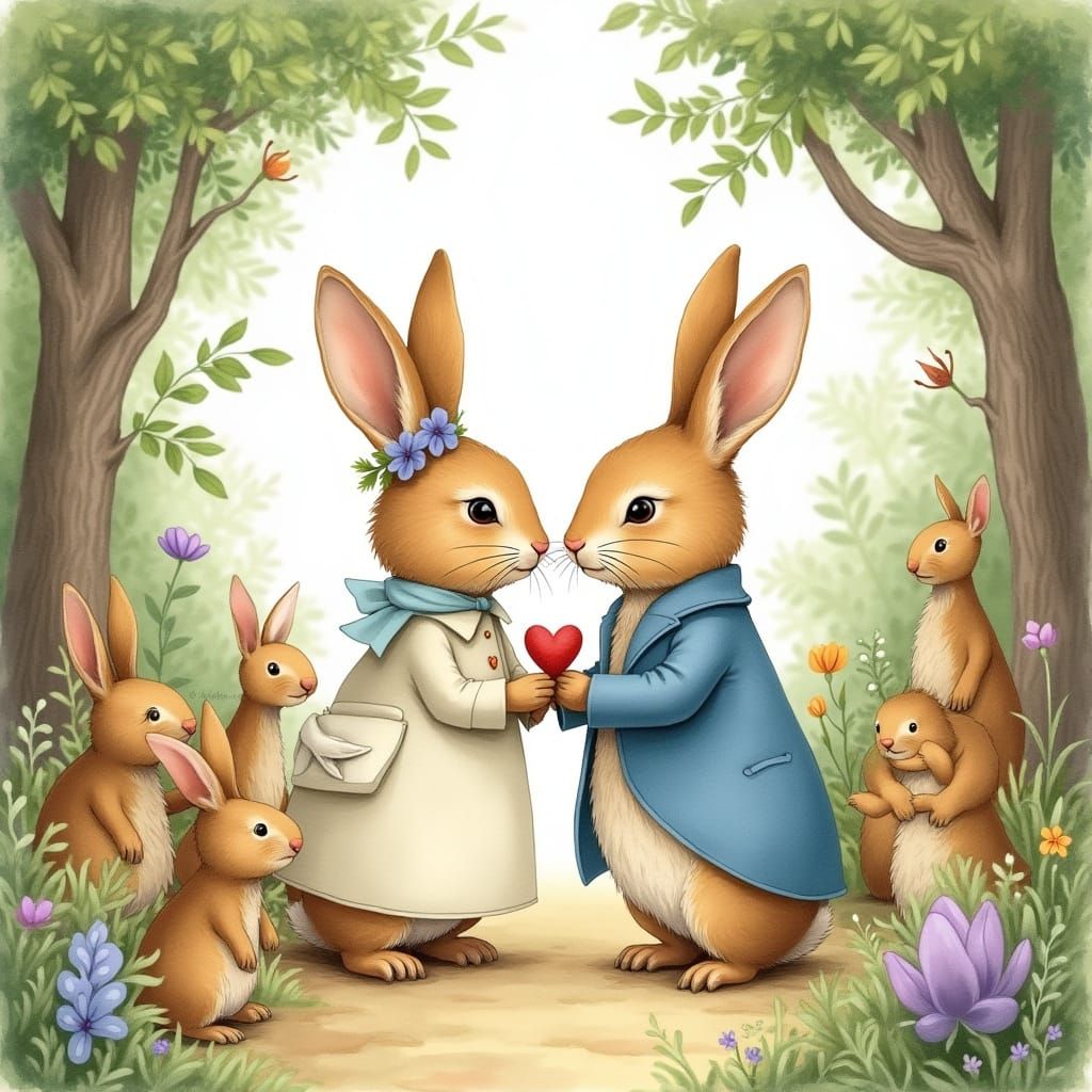 Whimsical Animal Wedding in Watercolor Style