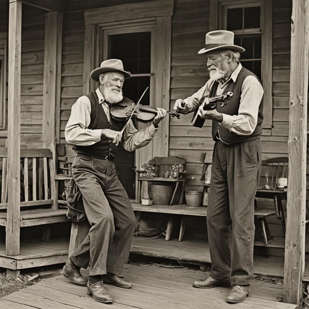 Appalachian Man Clog Dancing on Porch