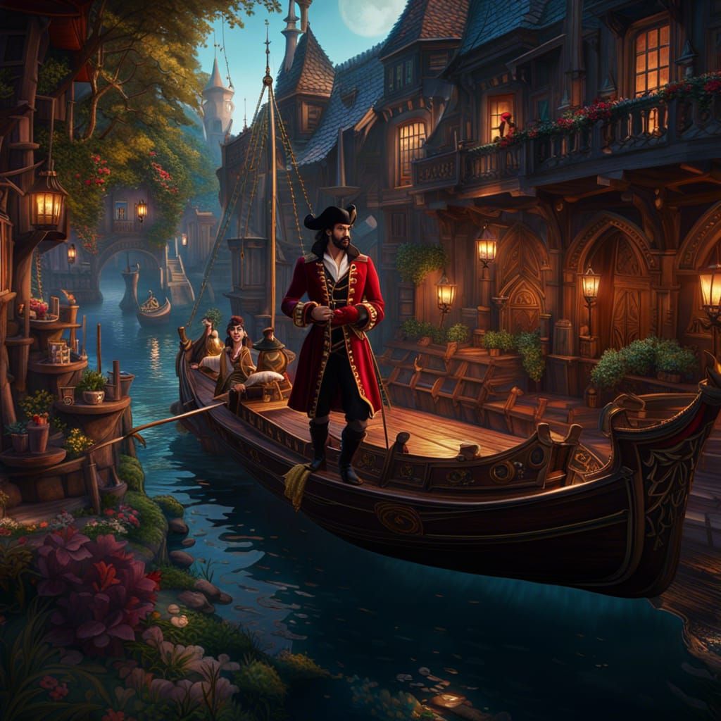 Captain Hook on a Date: Detailed Fantasy Art
