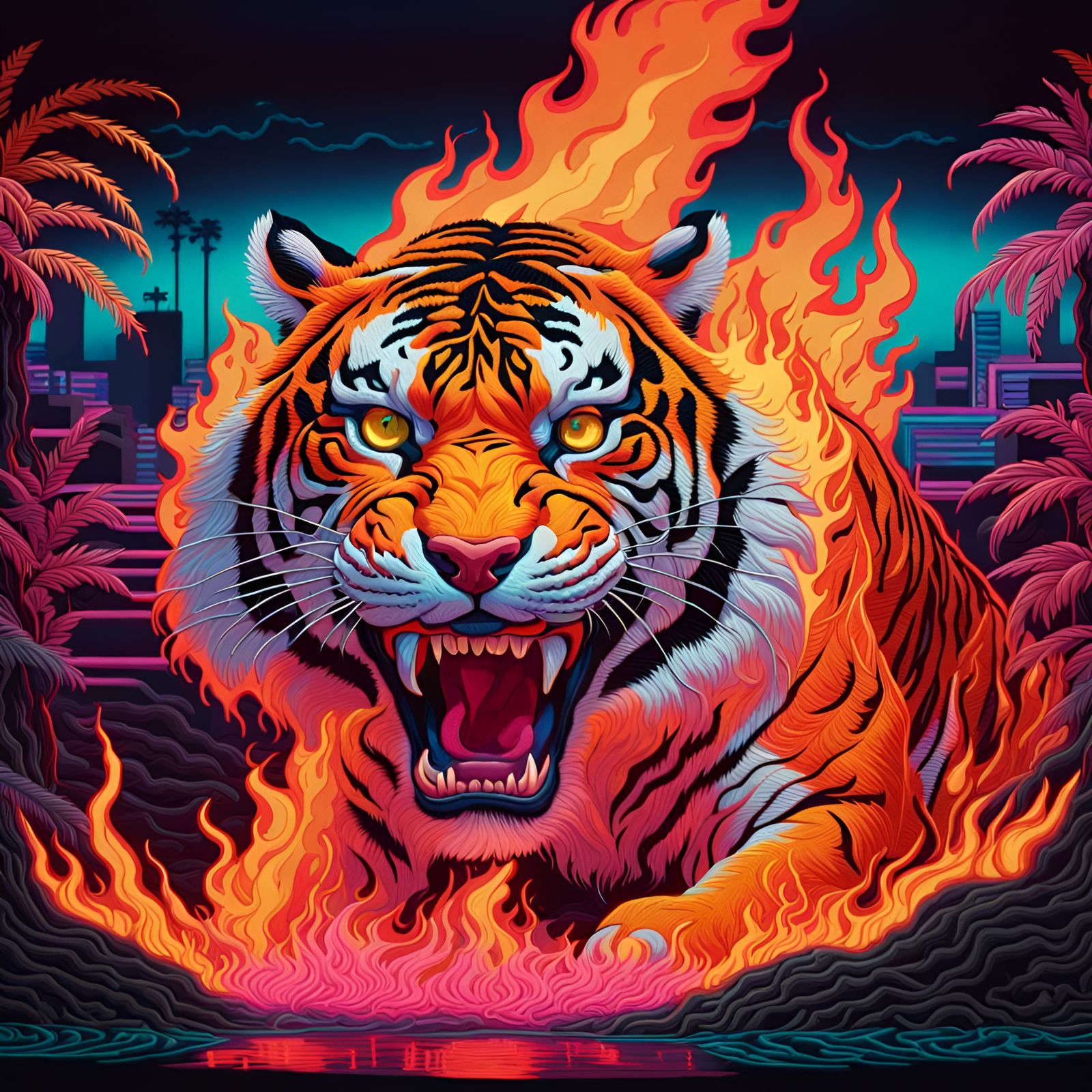 Tiger In Flames