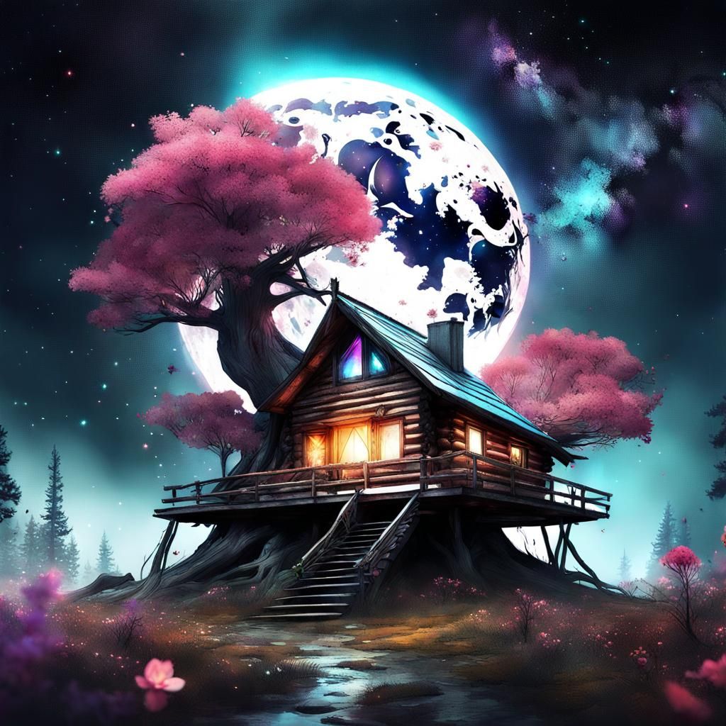 Fantasycore Log Cabin in Flowering Yggdrasil