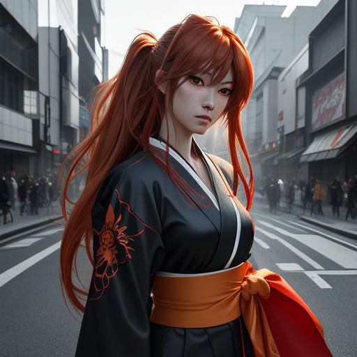 Asuka Langley in Kimono Suit, Tokyo Street Style