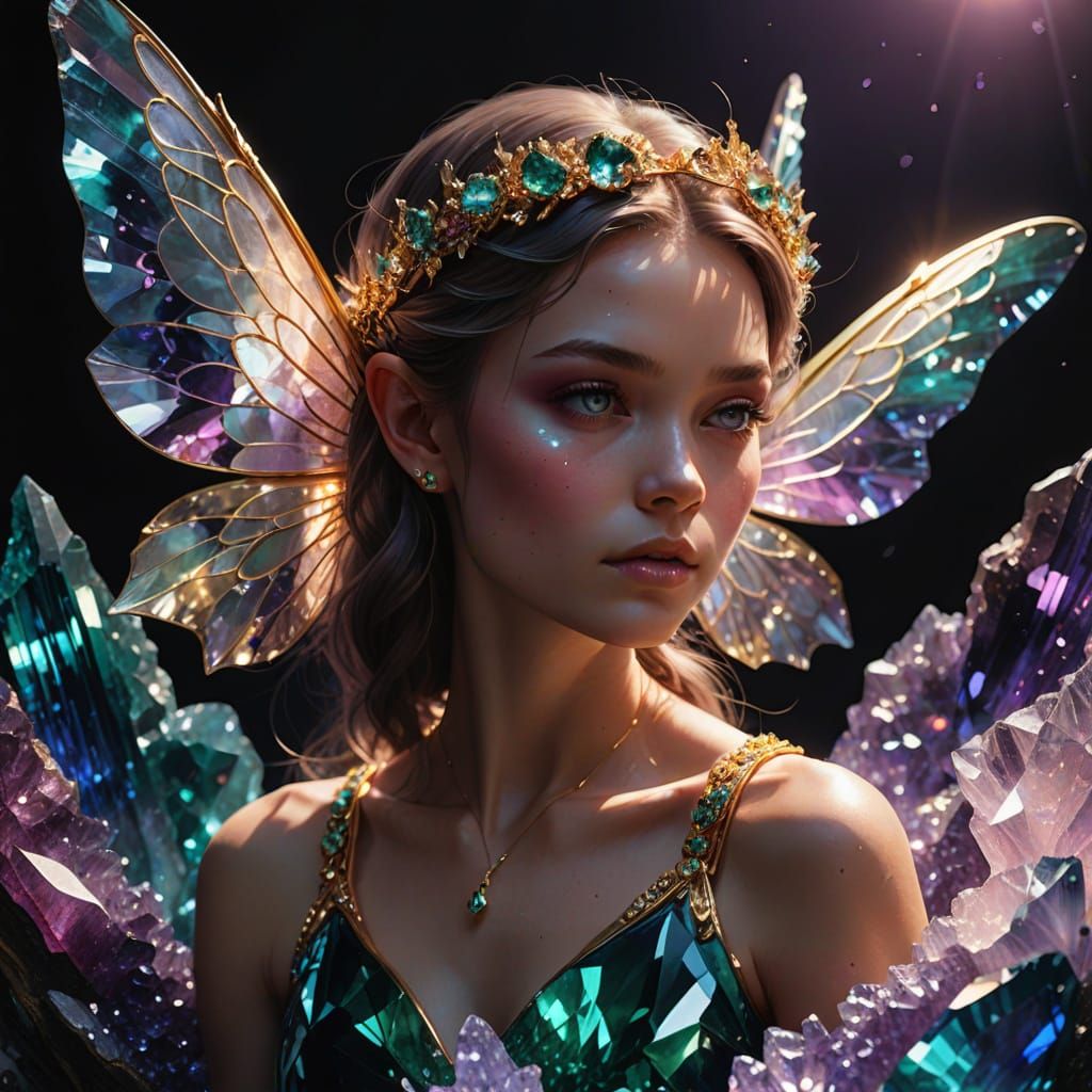 Ethereal Crystal Fairy in Luminous Amethyst Cavern