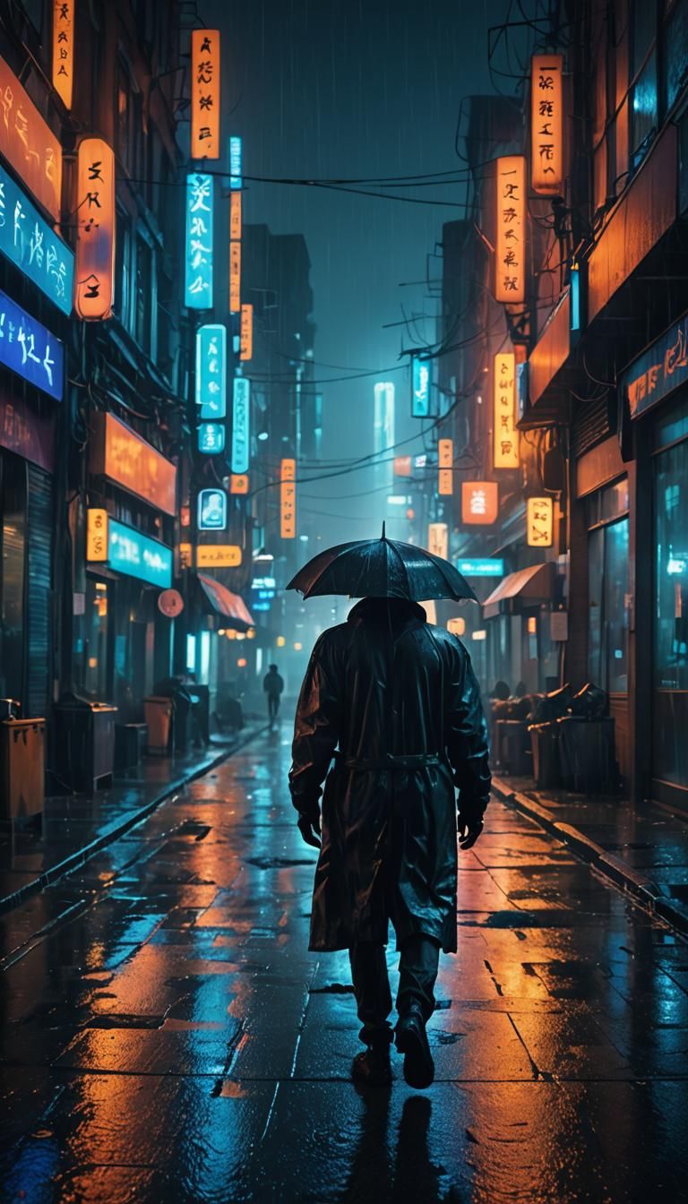 Futuristic Cityscape at Night in Cyberpunk Style