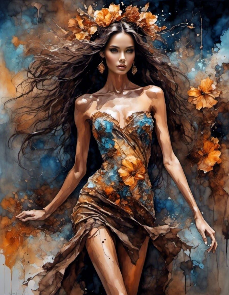 young pretty model on catwalk