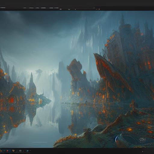 Fantastical Matte Painting with Deep Colors in 8K