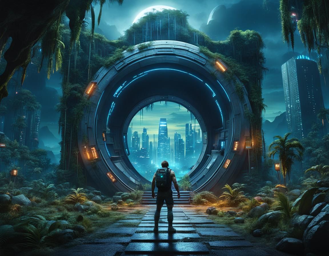 Neanderthal and Time Portal to Future City