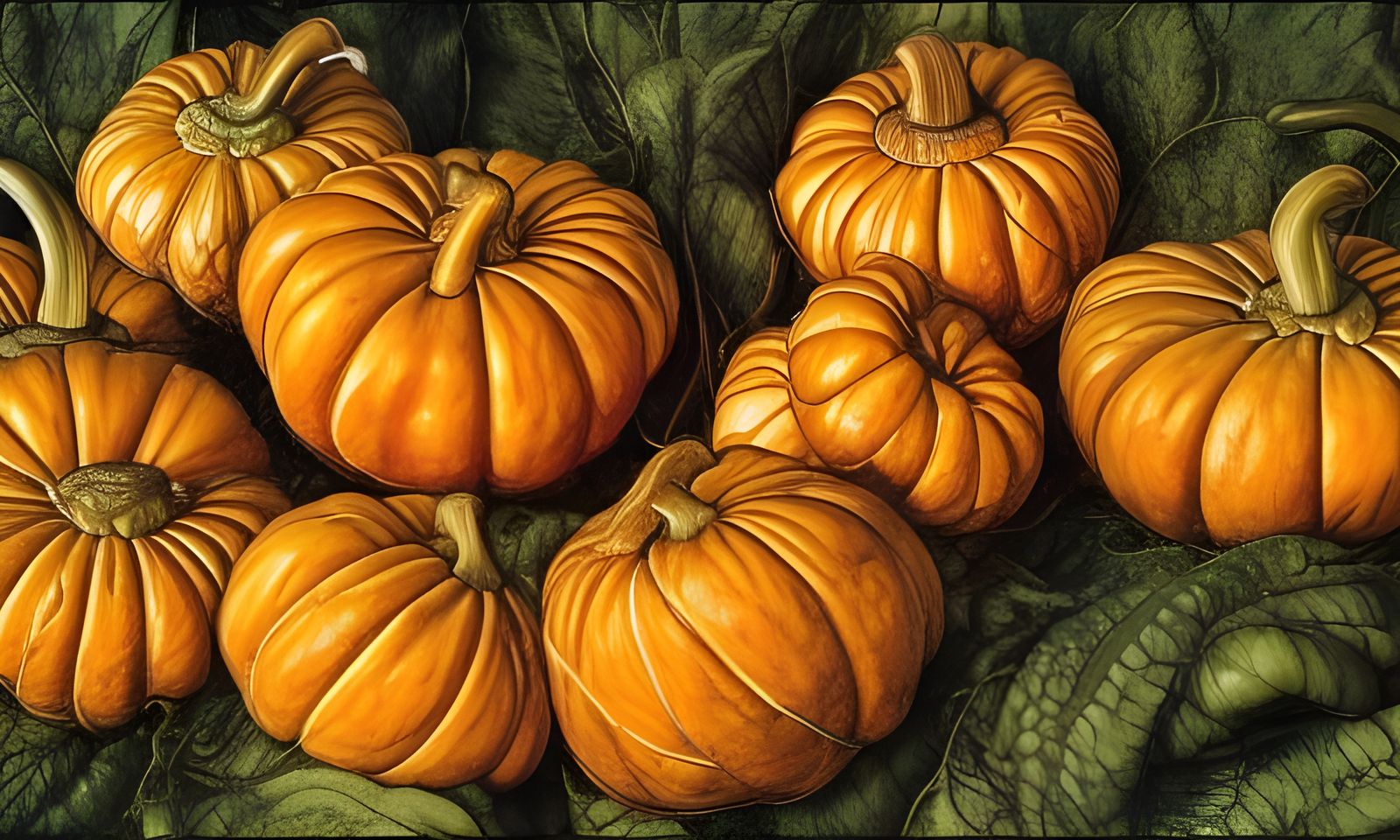 Golden Hour Pumpkins in Acrylic Ink Style