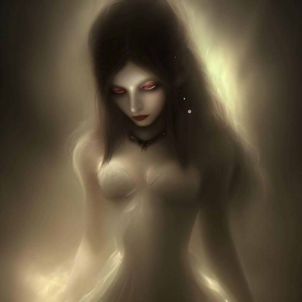 Beautiful Ghost in Vampire Style with Volumetric Lighting