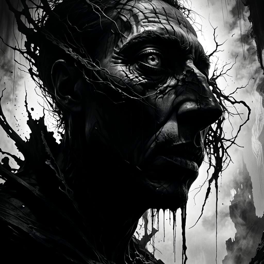 Abstract Hidden Face Portrait in Black and White