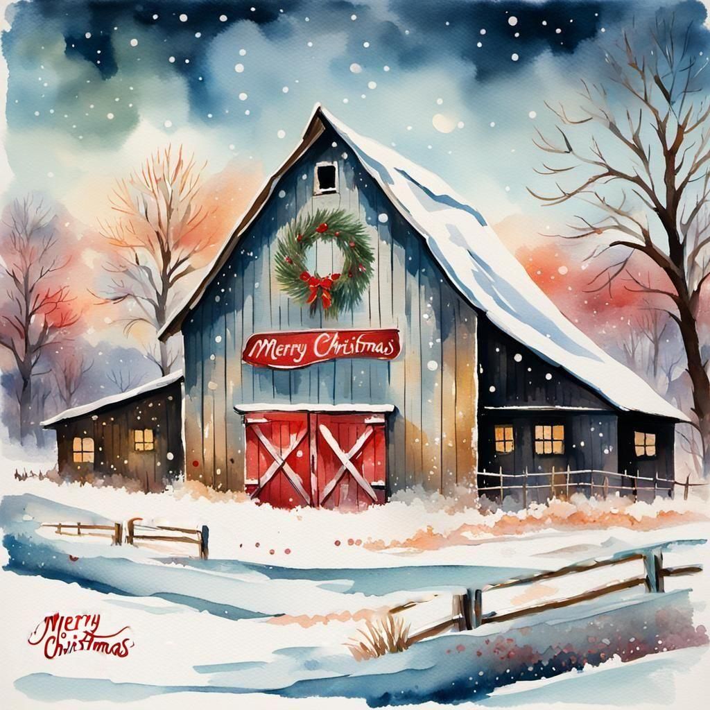 Impressionist Christmas Scene on Canvas