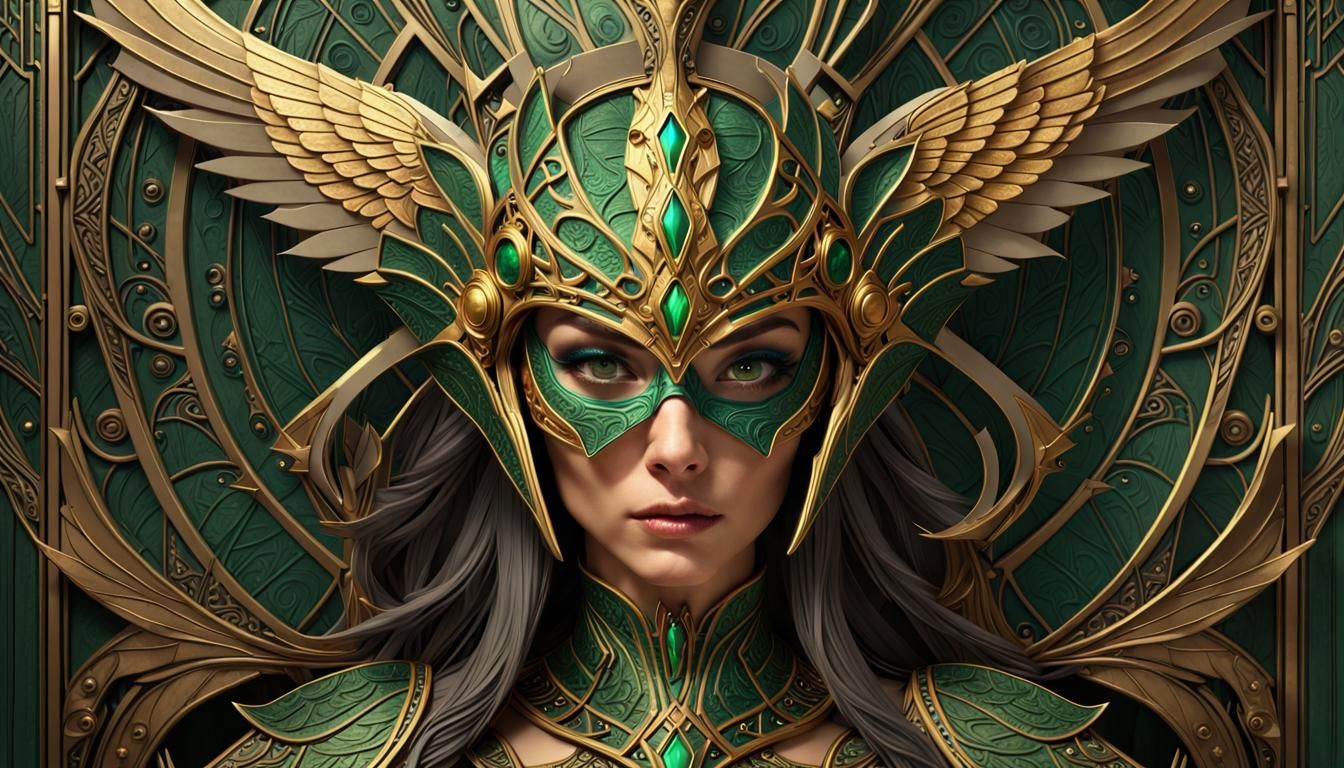 Golden Elven Queen with Art Deco Elements