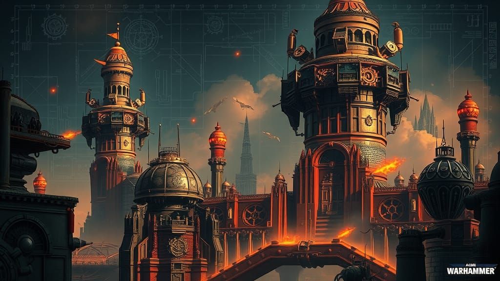 Warhammer 40k Blueprints in Sci-Fi Noir Style