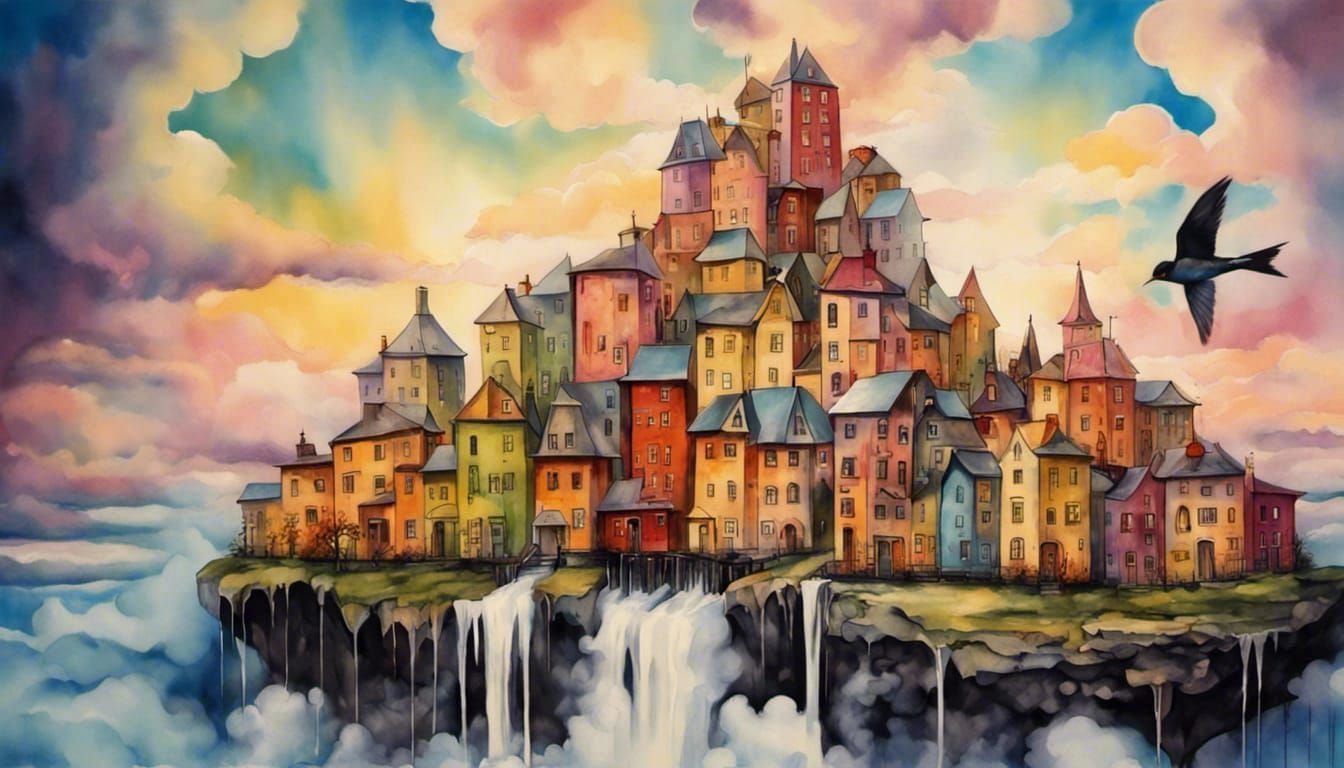 An old city floating above the clouds