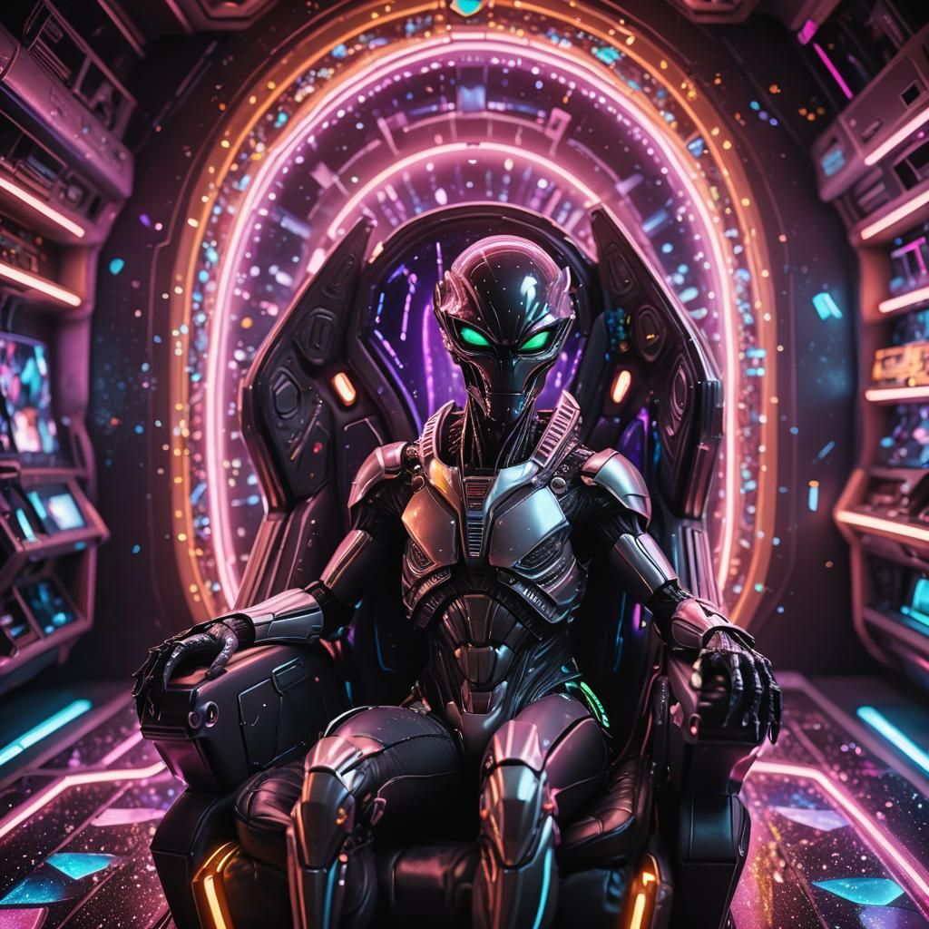 Alien Pilot in Spaceship Interior: 3D Render