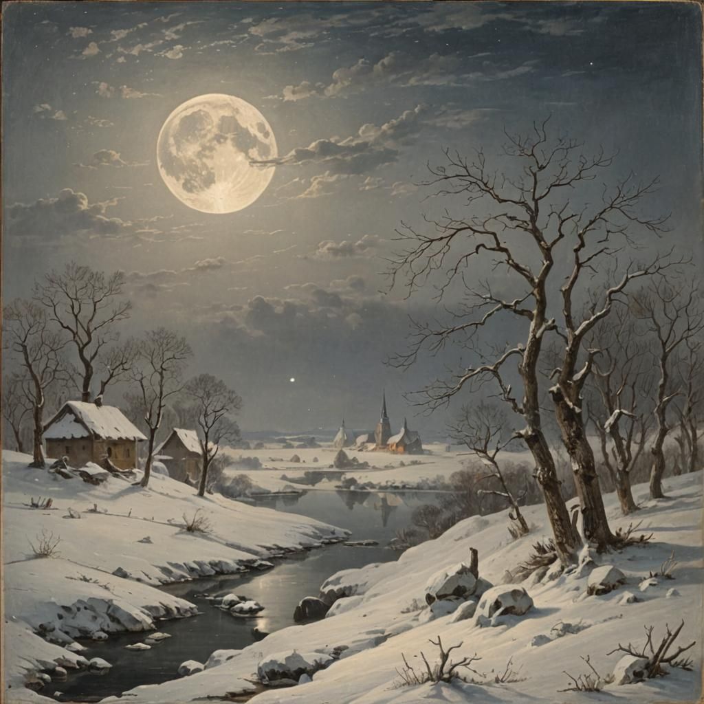 Full Moon over Winter Landscape 
Johann Gustav Lange 1811-18...