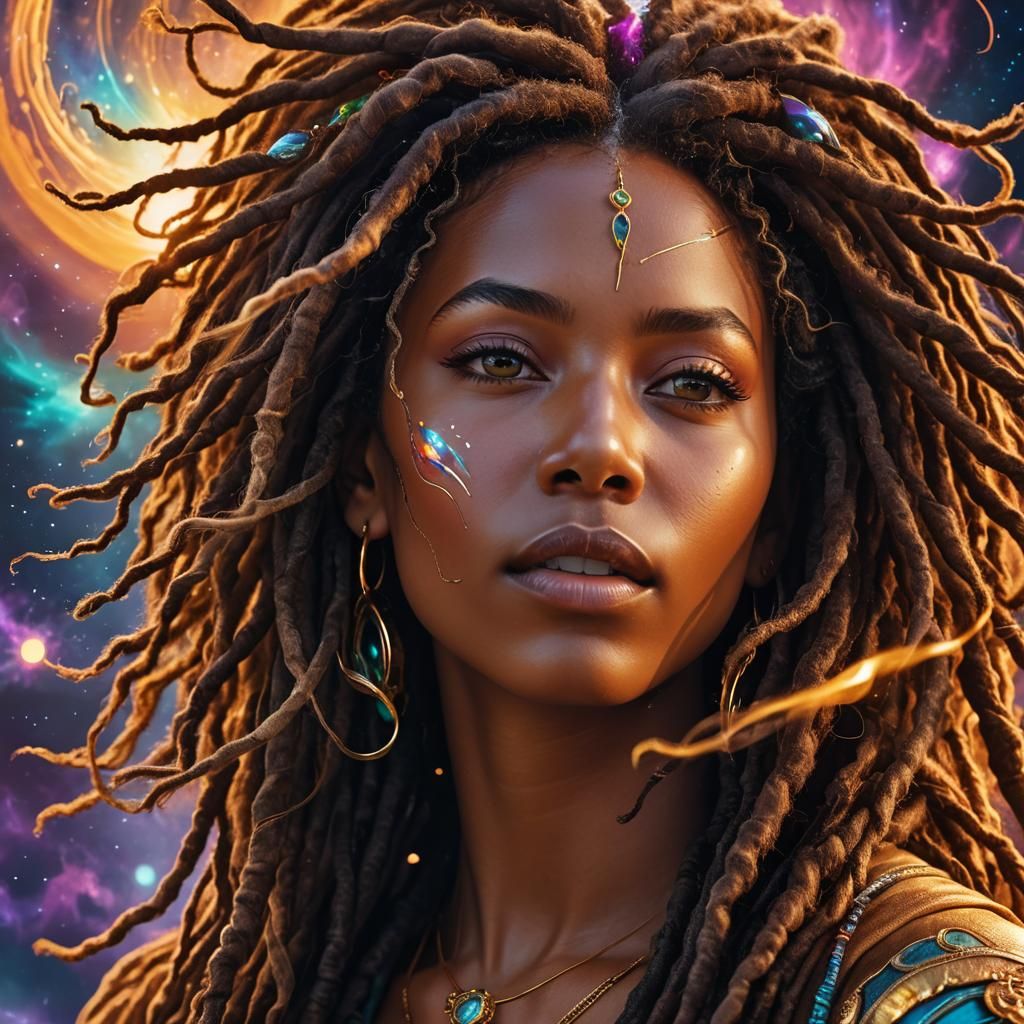 A sinister by Greg Rutkowski the wind as a woman with her dreadlocked hair the wispy streaming  ebb and flow of the bree...