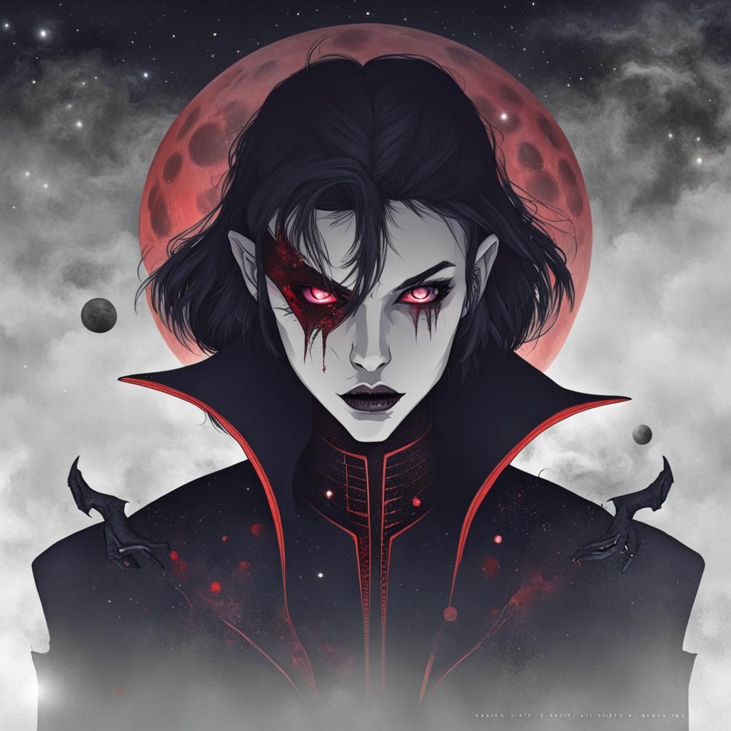 Menacing Space Vampire in Cosmic Darkness