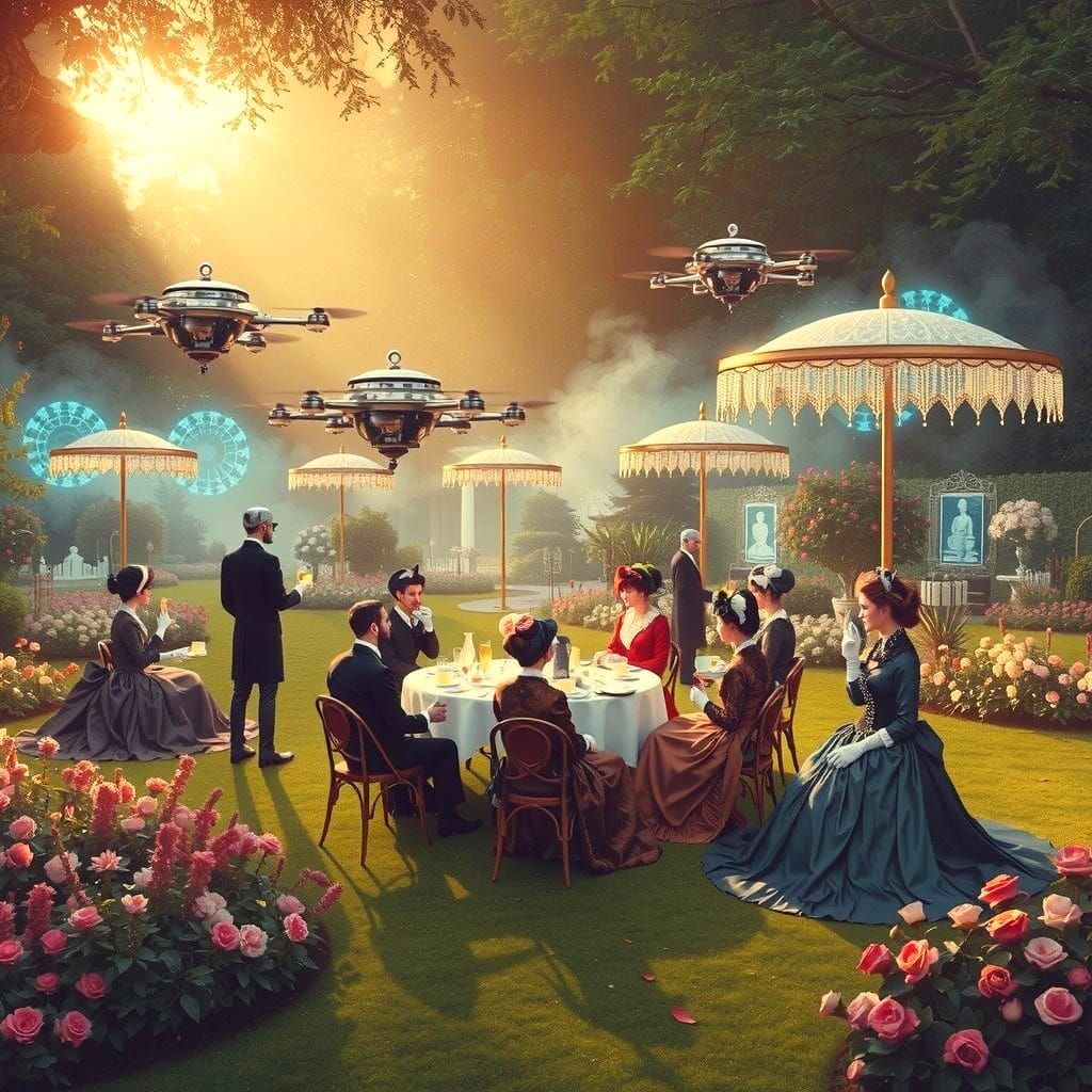 Cyber-Victorian Tea Party with AI Butlers