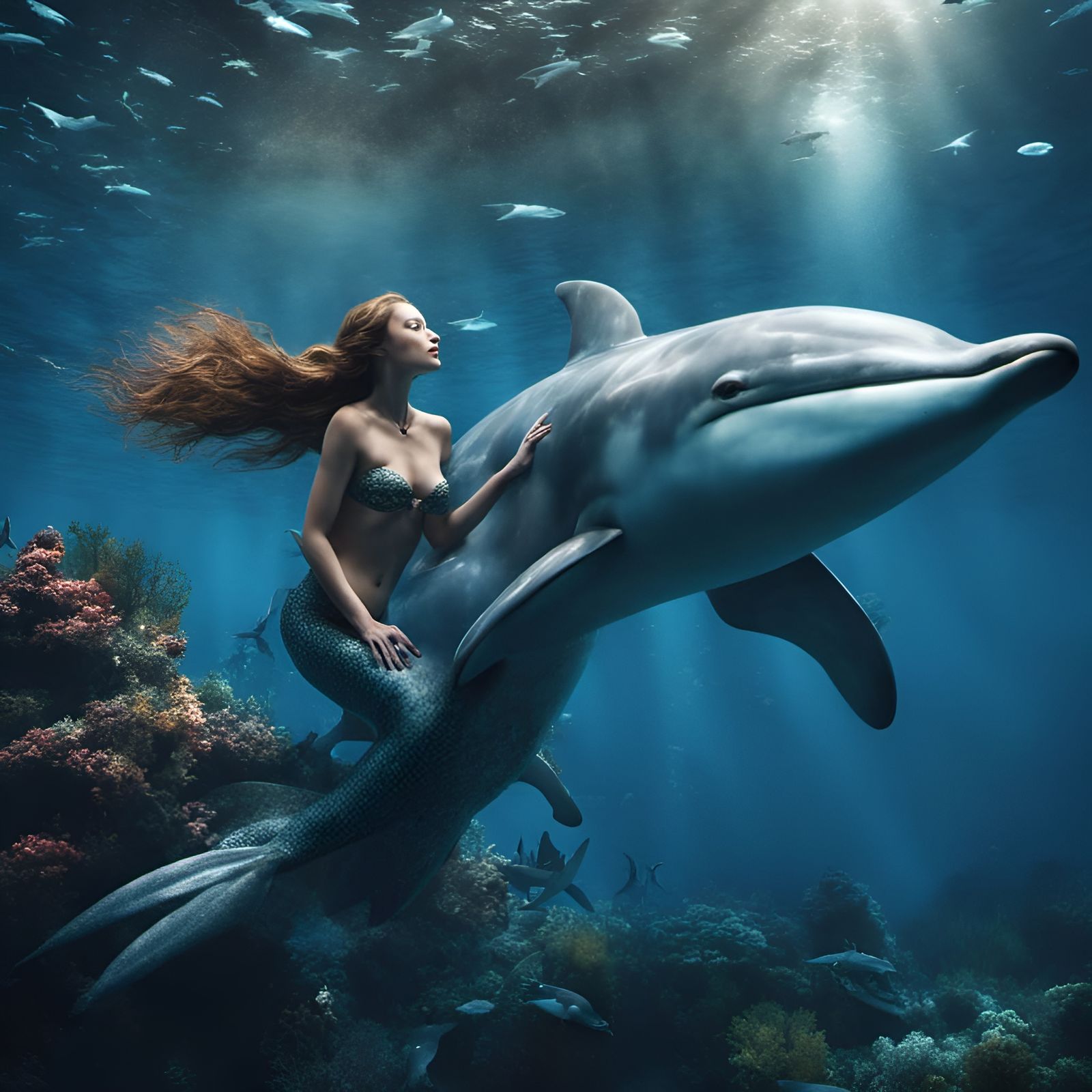 Mermaid with dolphin