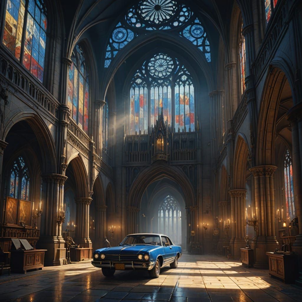 Ethereal Gothic Cathedral in Vibrant, Mystical Light