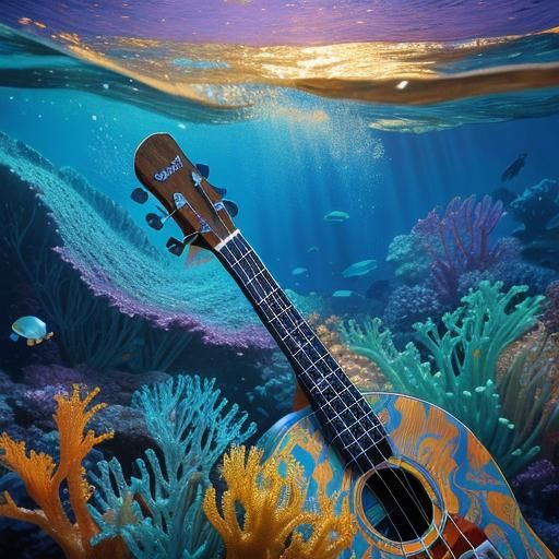 Underwater Fish Plays Ukulele in Abstract Macro